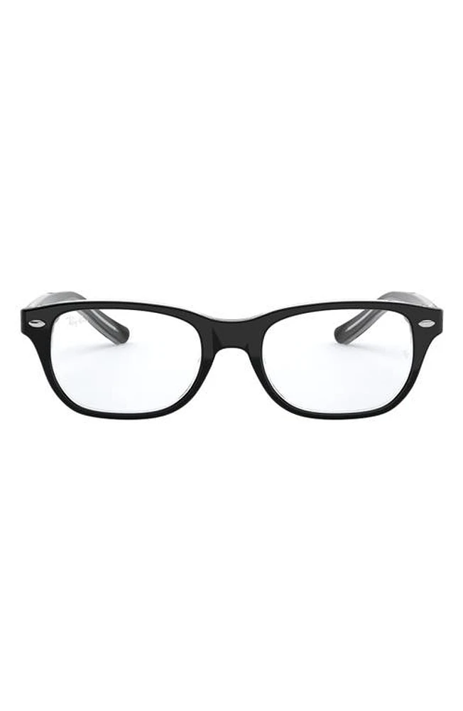 Ray-Ban Kids' 48mm Rectangular Optical Glasses in Black at Nordstrom