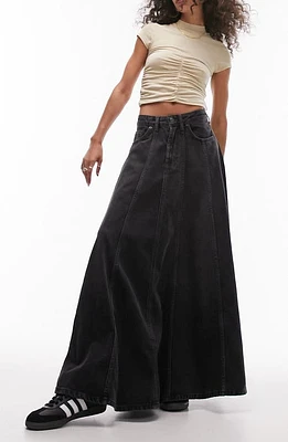 Topshop Denim Circle Maxi Skirt in Black at Nordstrom, Size 2 Us