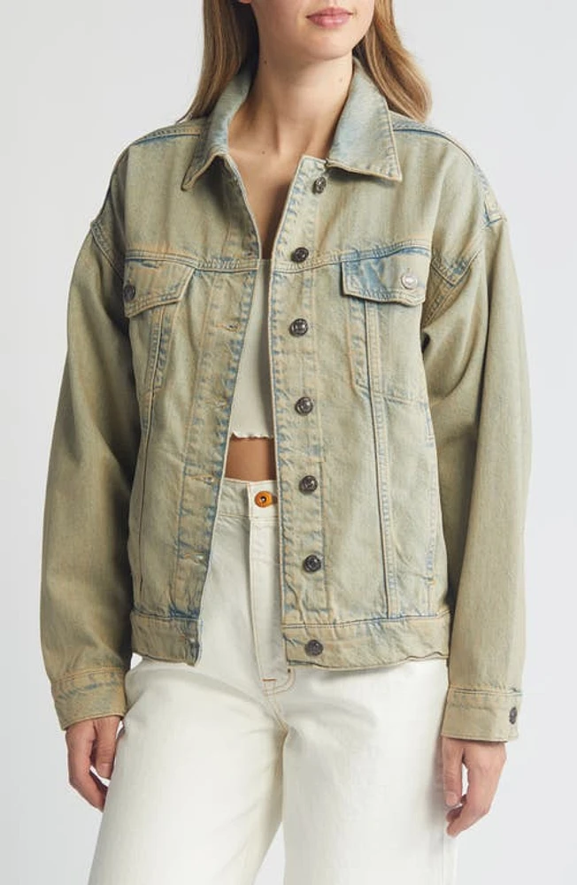 MANGO Maya Oversize Denim Trucker Jacket Blue at Nordstrom,