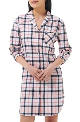 Barbour Etta Tartan Brushed Cotton Nightshirt Pink/Navy at Nordstrom,