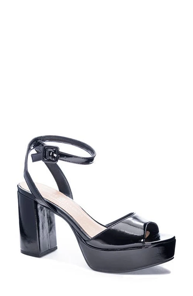 Chinese Laundry Theresa Platform Sandal Black Faux Patent Leather at Nordstrom,