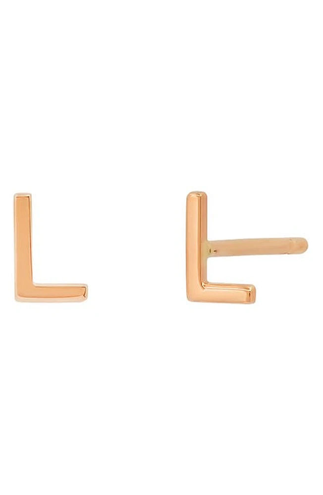 BYCHARI Initial Stud Earrings in 14K Rose Gold- at Nordstrom