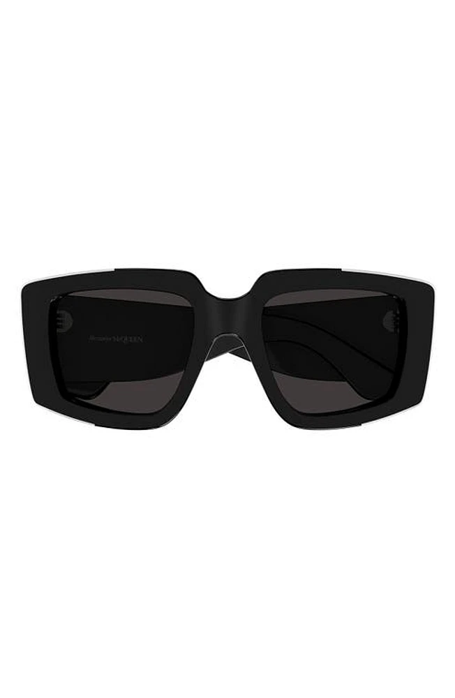 Alexander McQueen 51mm Geometric Sunglasses in Black at Nordstrom