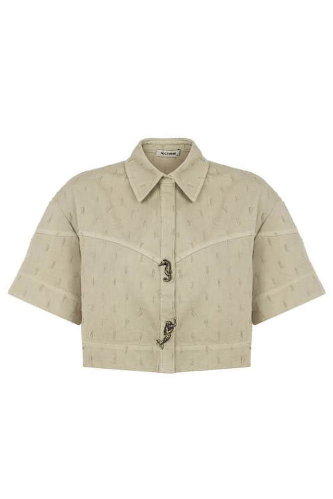 Nocturne Accessory Designed Denim Jacket in Khaki at Nordstrom