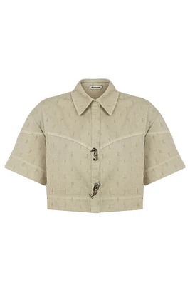 Nocturne Accessory Designed Denim Jacket in Khaki at Nordstrom