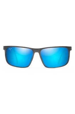 Maui Jim Wana 61mm Polarized Rectangular Sunglasses in Brushed Gunmetal/Blue Hawaii at Nordstrom