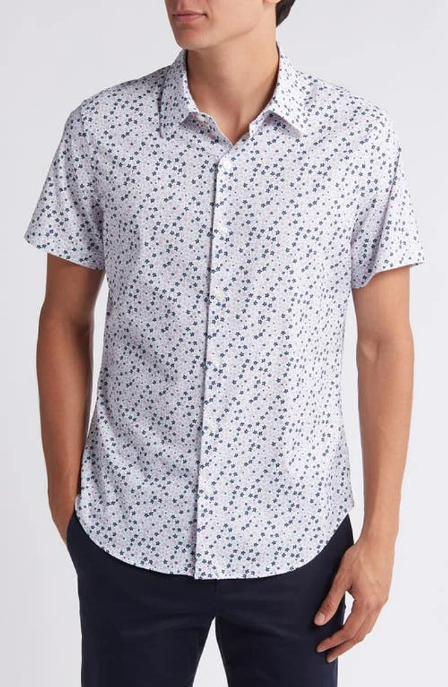 Bonobos Tech Floral Short Sleeve Performance Button-Up Shirt Peyton C86 at Nordstrom,