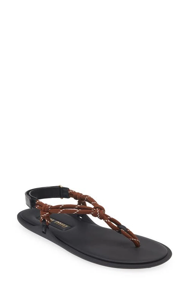 Miu Riviere Cord & Leather Sandal at Nordstrom,