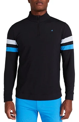 Redvanly Wilson Stripe Detail Quarter-Zip Pullover Black at Nordstrom,