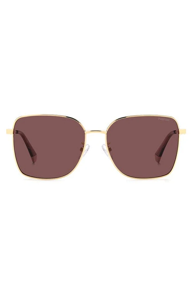 Polaroid 58mm Polarized Rectangular Sunglasses in Gold Burgundy/Violet Polar at Nordstrom