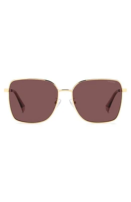 Polaroid 58mm Polarized Rectangular Sunglasses in Gold Burgundy/Violet Polar at Nordstrom