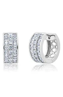 Crislu Baguette & Round Hoop Earrings in Silver at Nordstrom