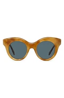 Loewe Curvy 49mm Small Round Sunglasses in Blonde Havana /Blue at Nordstrom