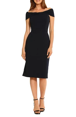 Maggy London Off the Shoulder Sheath Cocktail Dress in Twilight Navy at Nordstrom, Size 0