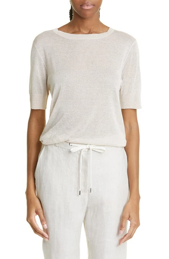 Eleventy Metallic Knit T-Shirt Sand at Nordstrom,