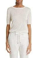 Eleventy Metallic Knit T-Shirt Sand at Nordstrom,