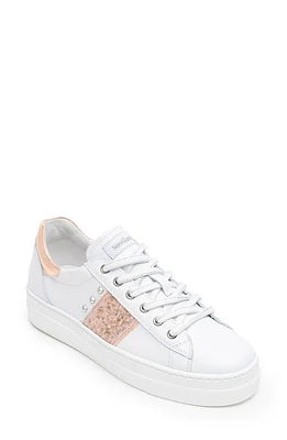 NeroGiardini Glitter Band Studded Sneaker White/Rose at Nordstrom,