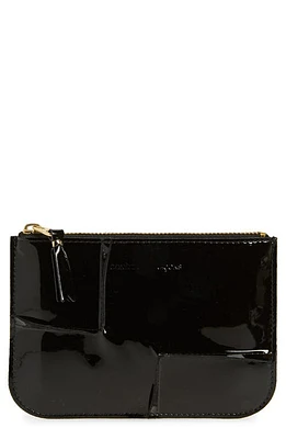 Comme des Garçons Wallets Seam Detail Leather Zip Pouch in Black at Nordstrom