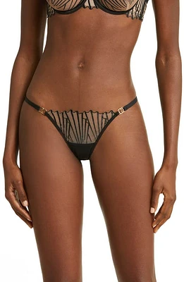 Bluebella Goya Embroidered Mesh Briefs Black/Sheer at Nordstrom,