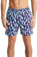 Tom & Teddy Quick Dry Swim Trunks Mulberry Blue at Nordstrom,