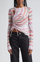 Missoni Chevron Ruched Long Sleeve Knit Top Black/Light Tones Multicolor at Nordstrom, Us