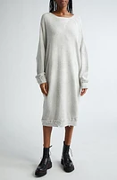 R13 Grunge Long Sleeve Cotton Terry Sweatshirt Dress Heather Grey at Nordstrom,