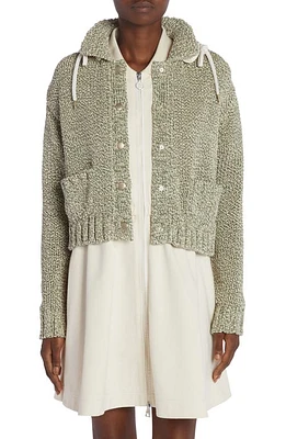 Moncler Hooded Snap Front Cardigan Sage at Nordstrom,