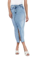 Wash Lab Denim Asymmetric Waist Midi Skirt Mist Blue at Nordstrom,