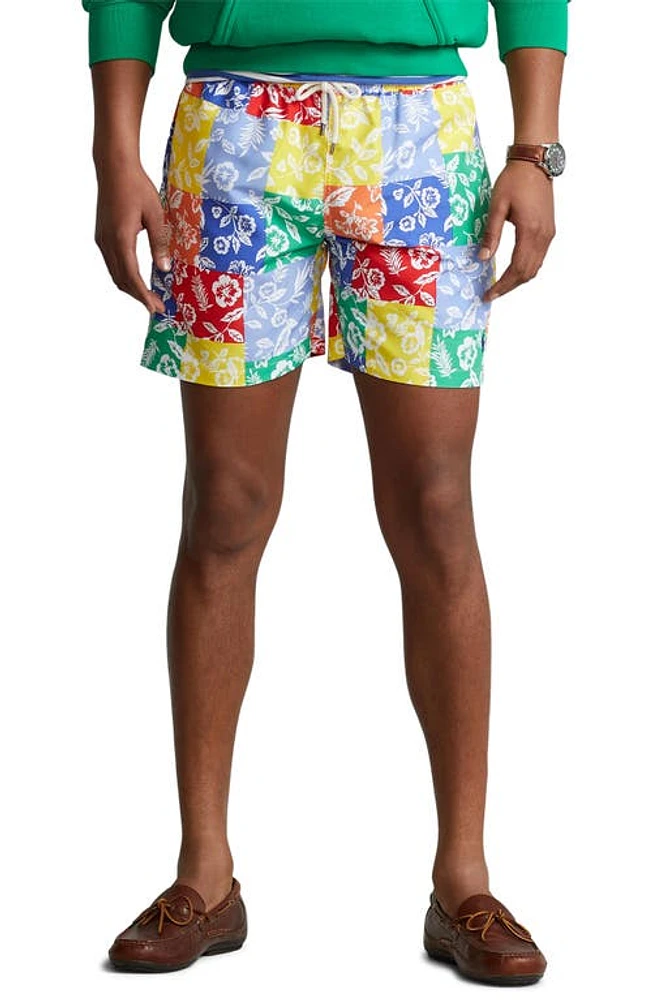 Polo Ralph Lauren Traveler Floral Swim Trunks in Villa Batik Patchwork at Nordstrom, Size Small