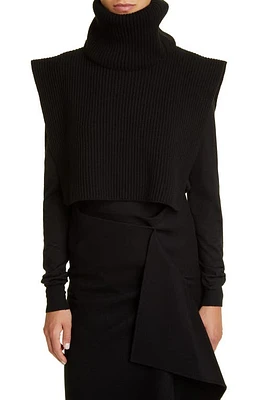 The Row Eppie Strong Shoulder Cashmere Turtleneck Sweater in Black at Nordstrom