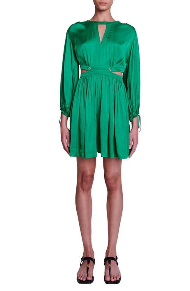 maje Risora Cutout Long Sleeve Dress Green at Nordstrom,