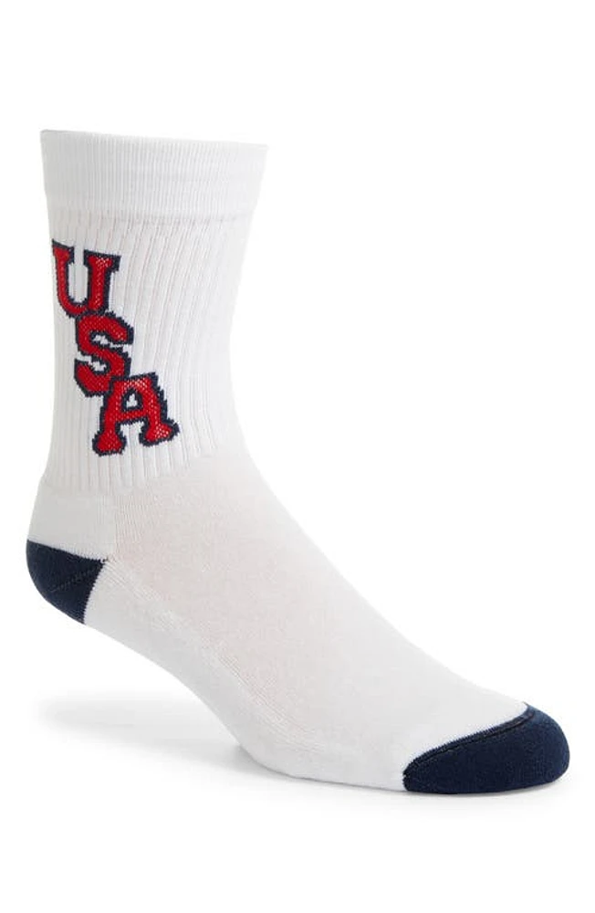 American Trench 1968 USA Crew Socks in White/Red at Nordstrom