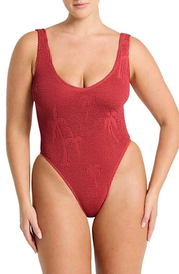 bond-eye Mara Low Back One-Piece Swimsuit in Mineral Red Palm at Nordstrom