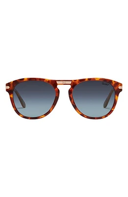 Quay Australia Slicked Back 46mm Polarized Aviator Sunglasses in Honey Tortoise /Navy Polar at Nordstrom