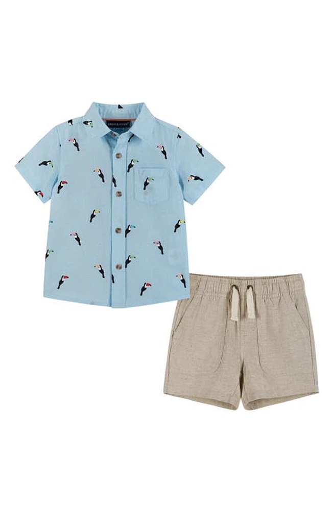 Andy & Evan Button-Up Shirt Shorts Set Blue Toucan at Nordstrom,