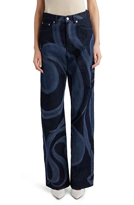 Dries Van Noten Peyton Laser Print Wide Leg Jeans Indigo at Nordstrom,