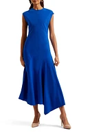 Ted Baker London Isparta Cap Sleeve Asymmetric Midi Dress in Mid Blue at Nordstrom, Size 2