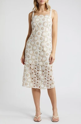 Sam Edelman Two-Tone Crochet Midi Dress White/Natural at Nordstrom,