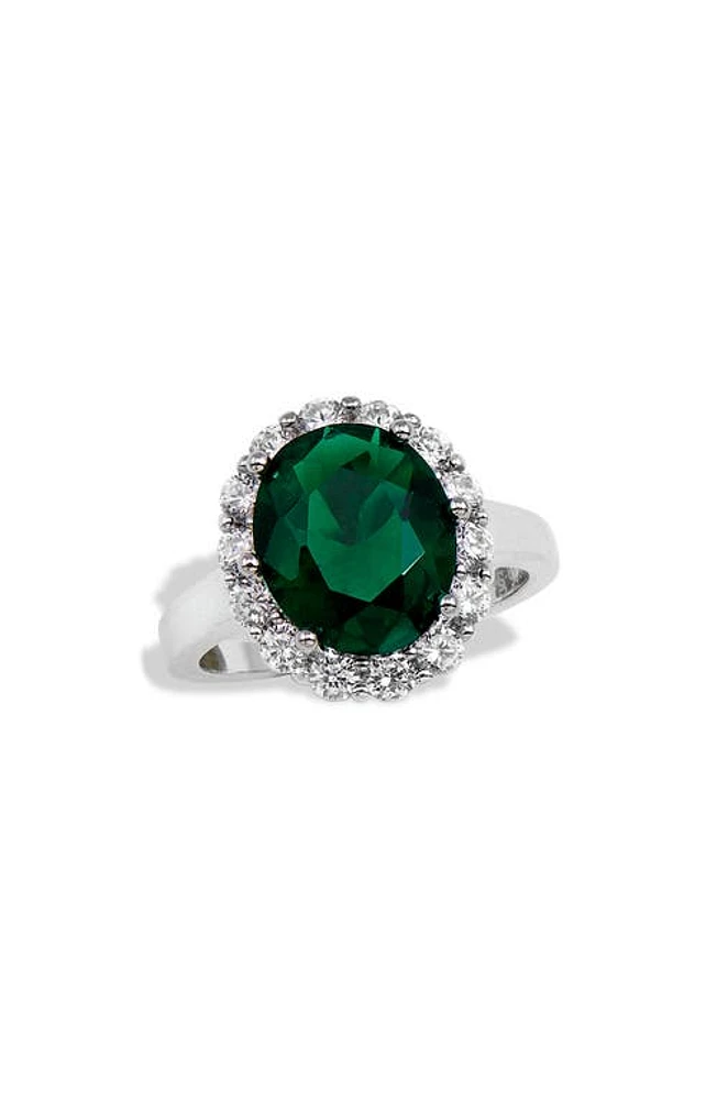 SAVVY CIE JEWELS Sterling Silver Cubic Zirconia Halo Ring Green at Nordstrom,