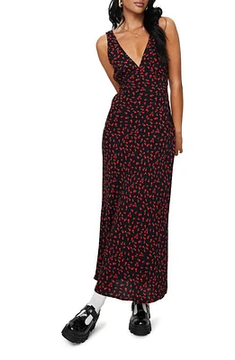 Princess Polly Nellie Floral Maxi Dress in Black/Red Floral at Nordstrom, Size 8