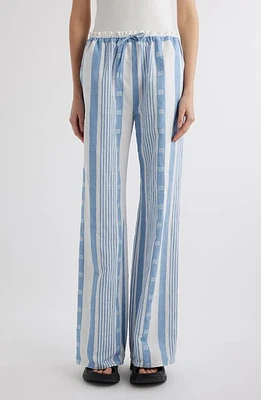 Givenchy 4G Mixed Stripe Cotton & Linen Drawstring Pants Blue/Off White at Nordstrom, Us