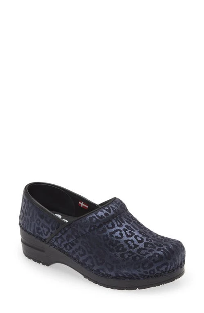 Sanita Pardus Leopard Print Clog Navy at Nordstrom,