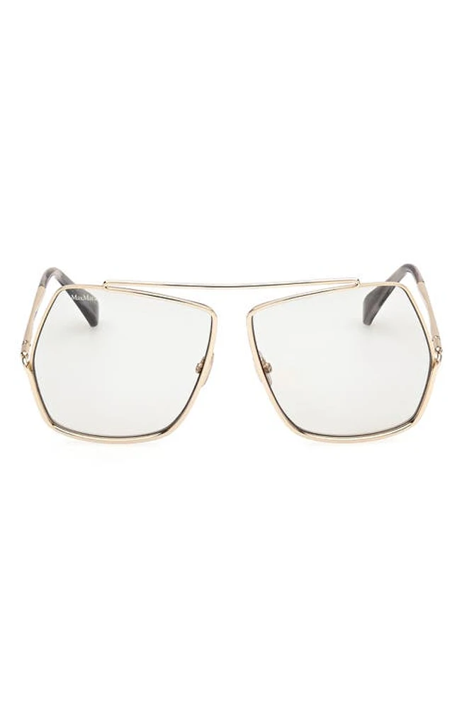 Max Mara 64mm Geometric Sunglasses in Gold /Smoke at Nordstrom