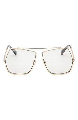 Max Mara 64mm Geometric Sunglasses in Gold /Smoke at Nordstrom