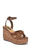 Nine West Eaden Ankle Strap Platform Wedge Sandal in Dark Brown at Nordstrom, Size 8