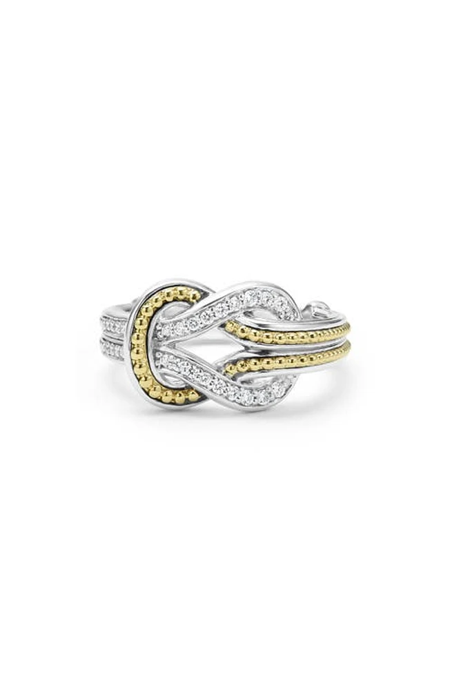 LAGOS Newport Diamond Knot Ring in Silver/Gold at Nordstrom, Size 7