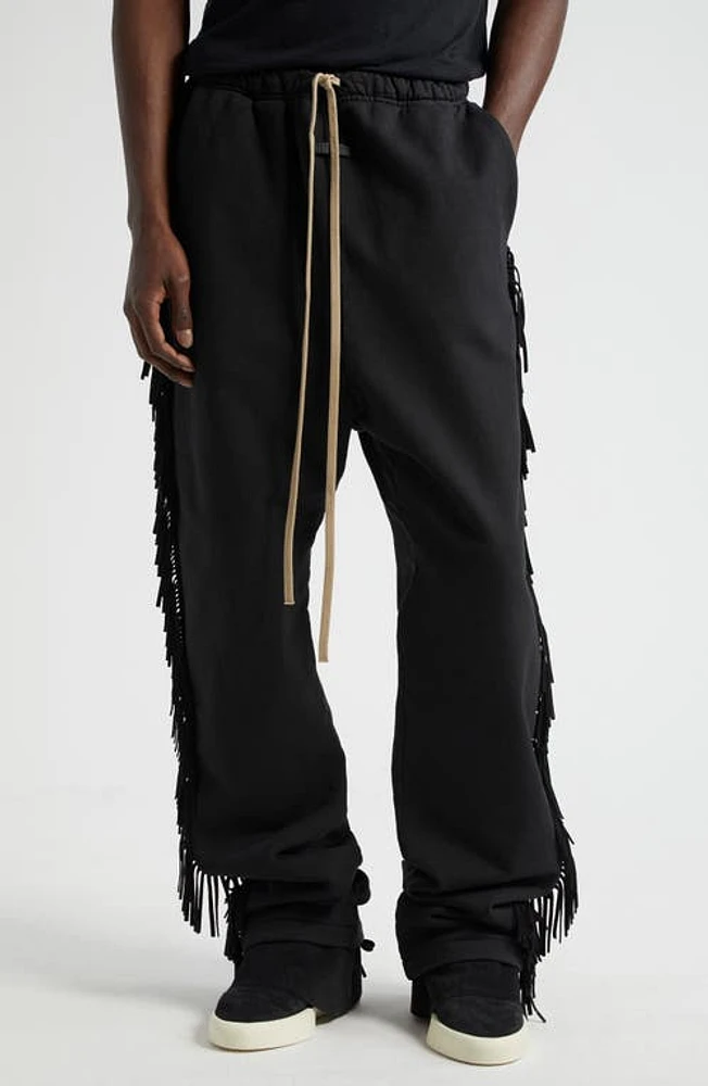 Fear of God Suede Fringe Cotton Sweatpants in Black at Nordstrom, Size Medium