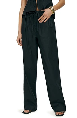 Reformation Micah Tie Waist Wide Leg Pants Black at Nordstrom,