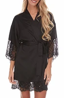 Flora Nikrooz Gabby Lace Trim Satin Chermeuse Wrap at Nordstrom,