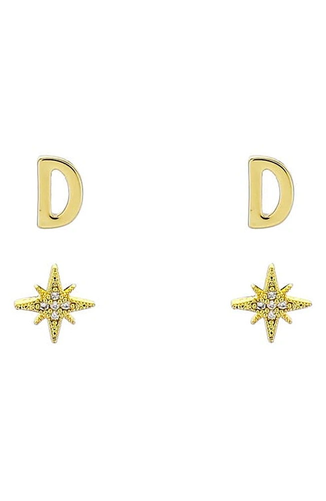 Panacea Initial Starburst Set of 2 Stud Earrings in Gold-D at Nordstrom